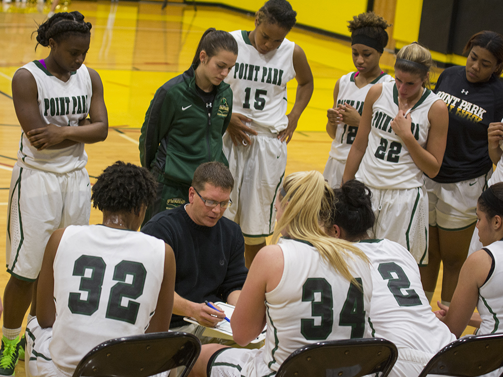Pictured is the Point Park women's basketball team. | Photo by Chris Squier